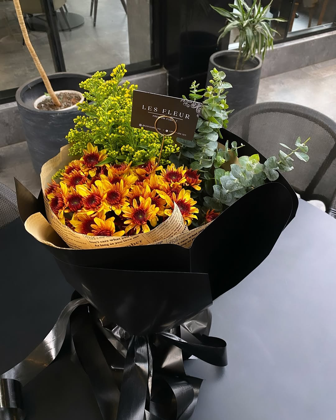 Autumn Glow – LF 20 Stem Chrysanthemum, Eucalyptus & Solidago Bouquet - Image 3