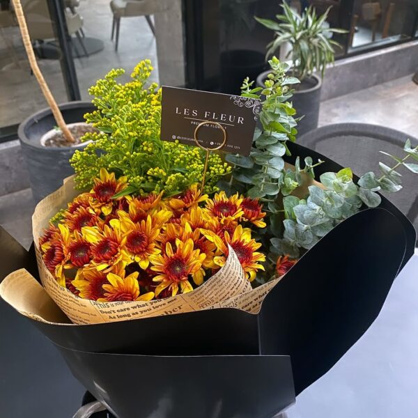 Autumn Glow – LF 20 Stem Chrysanthemum, Eucalyptus & Solidago Bouquet